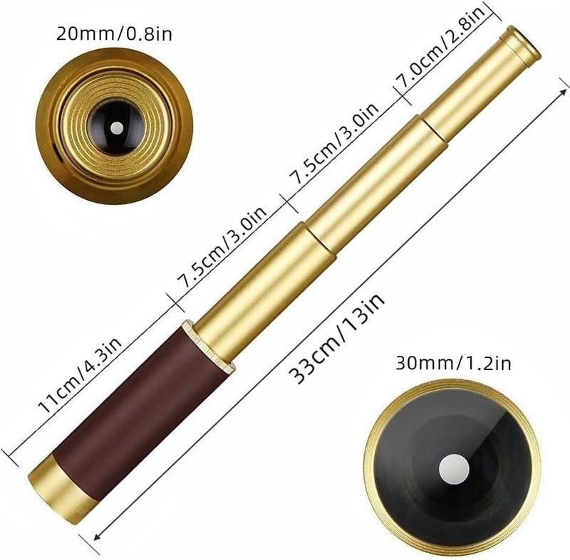Laupha Retro Pirate Telescope Zoomable 25x30 Pocket Monocular Portable Collapsible BAK-4 Lens Captain Jack's Spyglass Handheld Telescope Vintage Telescope for Kids - Image 3